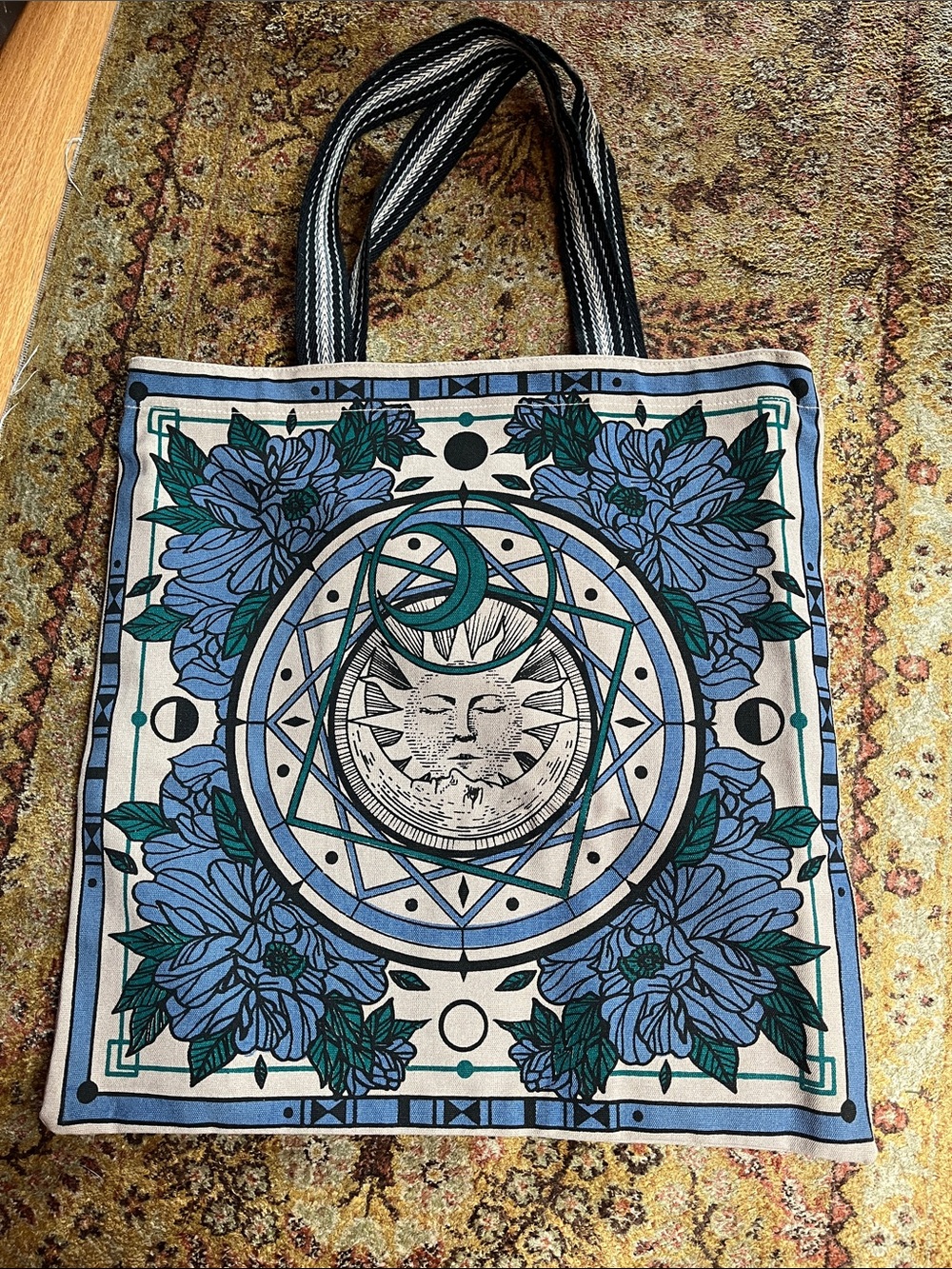 Boho Witchy celestial sun & moon tote bag - Picture 3 of 4